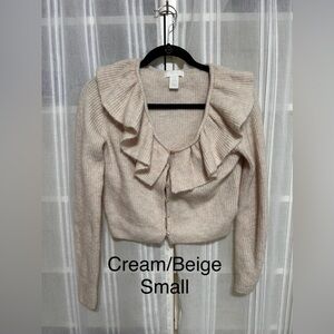H&M Cream Ruffle Cardigan